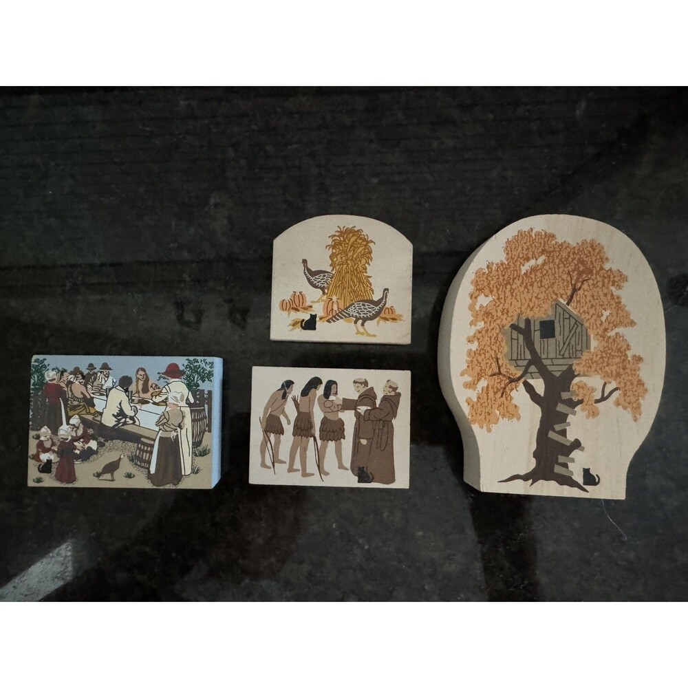 Cat’s Meow Thanksgiving Pilgrims Fall Home Decor Shelf Sitters Mixed Lot of 4